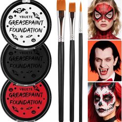  Red Black White Oil Based Face Paint Kit with Painting Brushes