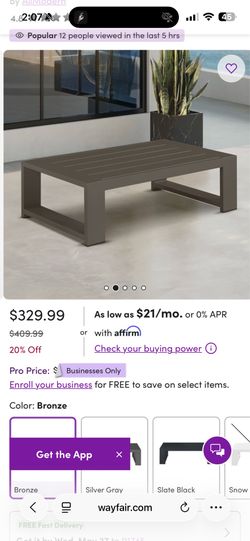 Outdoor Aluminum Coffee Table