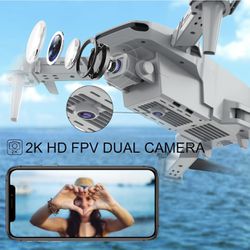 2K HD FPV Dual Camera for Adults and Kids, Mini RC Drone with 3D Flips/Altitude Hold/Headless Mode/Gesture Selfie/Waypoint Flight, 2 Batteries and Cas