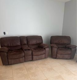 Brown Reclining Sofa and Chair Set