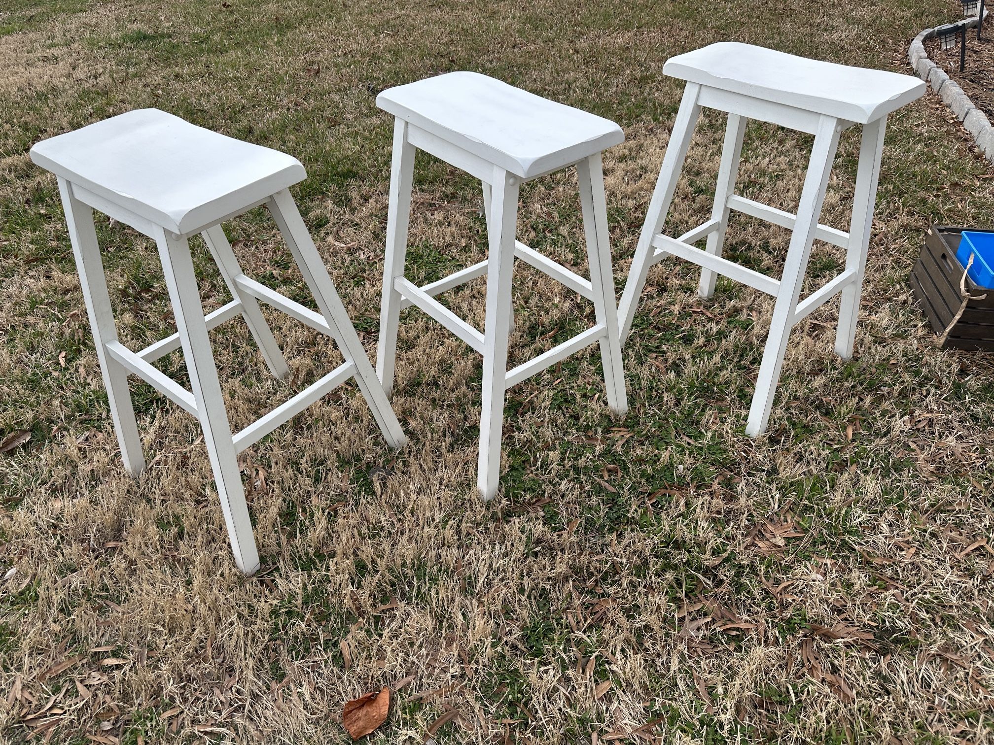 High Wooden White Bar Stools