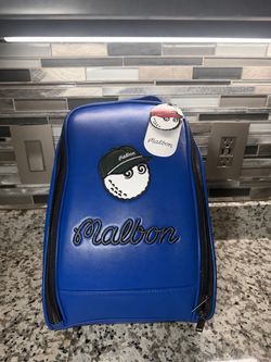 Malbon Golf Shoe Bag Blue Leather