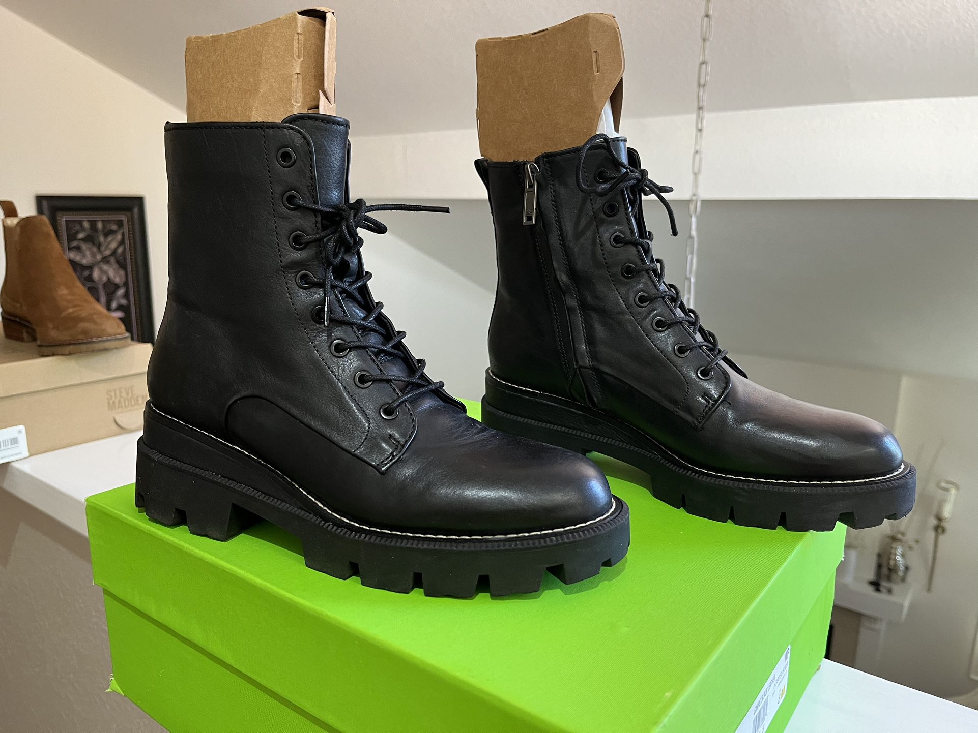 Boots Leather Black Size 8 Ladies