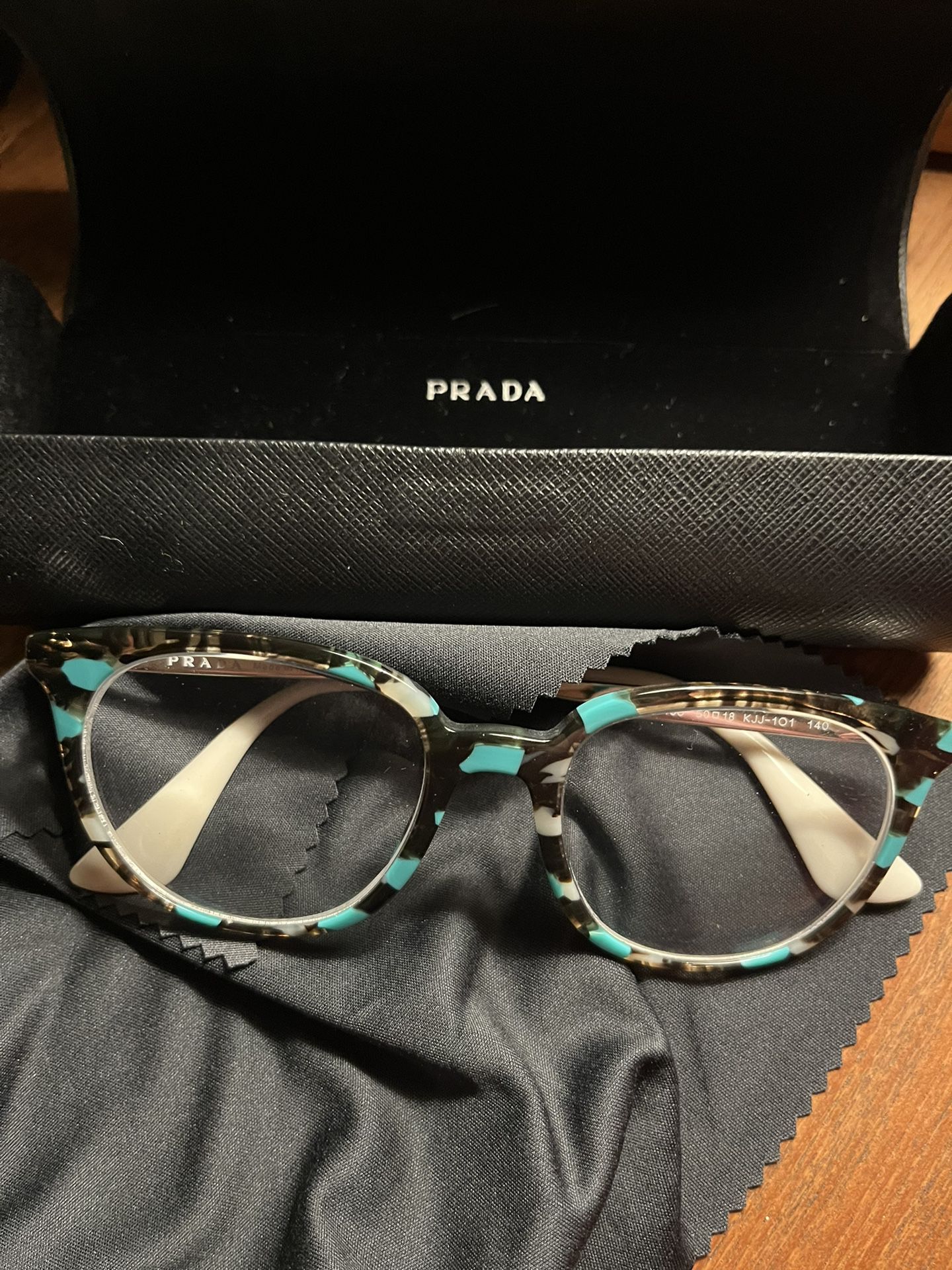 Prada VPR 13U Eyeglasses Frames KJJ-1o1 Turquoise 50[]18 140 Brown Silver
