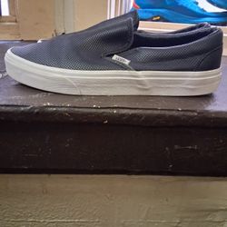 Vans Classic Slip-On – Black Perforated Leather – Men’s Size 10