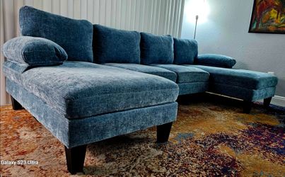ke New Blue U-Shape Sectional Sofa - 3 Pcs
