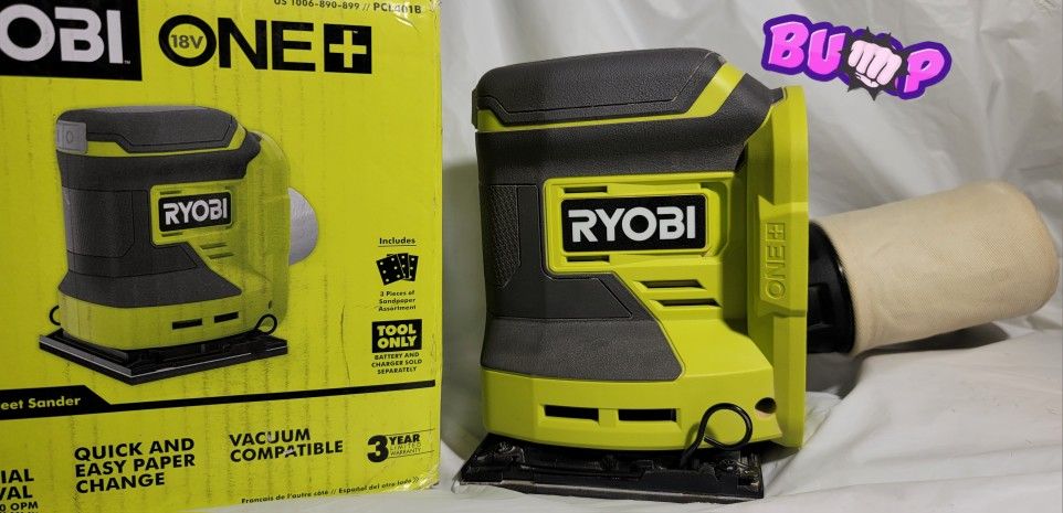 1/4 Sheet Sander (Tool Only) RYOBI ONE 18V Cordless (**OPEN BOX**)