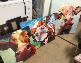 Farmhouse canvas prints - Colorful Cows