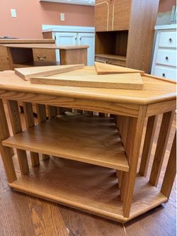 Oak Corner Media Stand