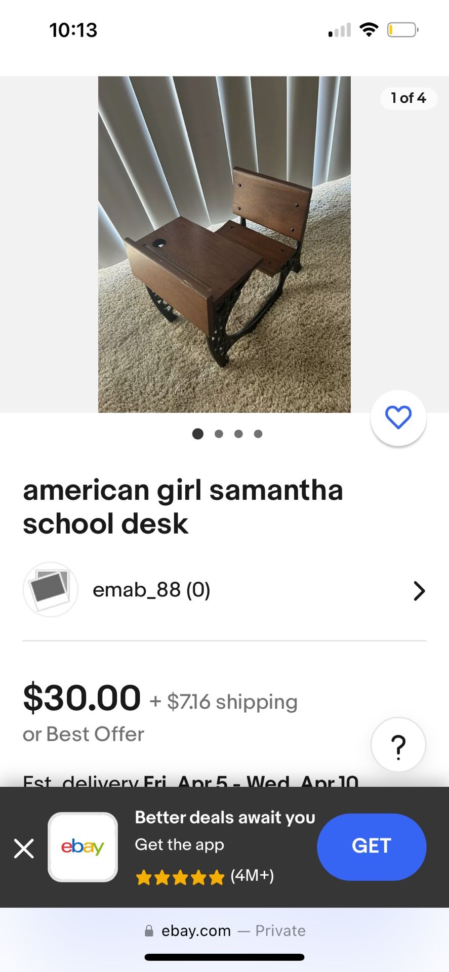 American Girl “Samantha” School Desk