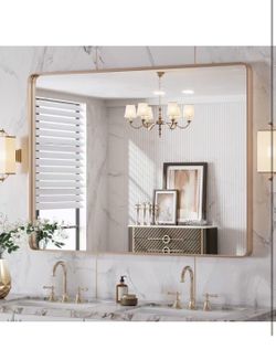 ❤️‍🔥 LOAAO 40”X30” Gold Bathroom Mirror（This Month's Special $40 ）