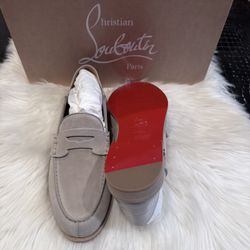 Authentic Size 42.5- Brand New Christian Louboutin Penny No Back Flat Beige (Red Bottom)