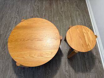 Solid Oak Nesting Coffee & Side Table Set – Natural/Tan Finish