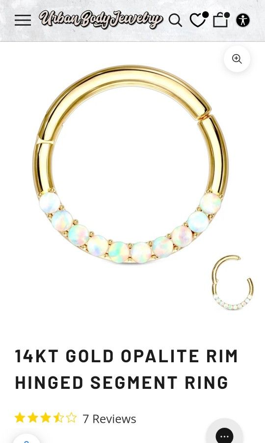14kt Gold Opalite Rim Hinged Segment Ring