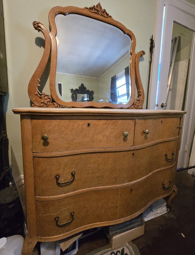 Antique Dresser & Beveled Mirror Need LOVE