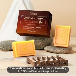 2pcs, Kojic Acid Vitamin C Turmeric Soap For Face And Body Hand&foot Deep Cleaning, improving Skin Tone