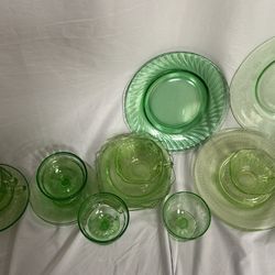Green Depression glass glassware