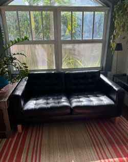 IKEA Black Leather Loveseat