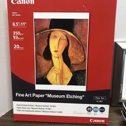 Canon fine inkjet art paper “museum etching “ package Is Open But Not Used 8,5’’x11”i contains 20 sheets