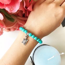 Turquoise Beaded Turtle 🐢 Bracelet Summer Women's Fashion Gift