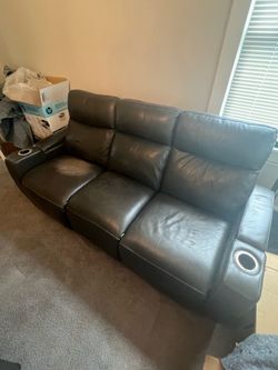 Leather Couch/Sofa - Electric Recliners On 2 Of The Seats