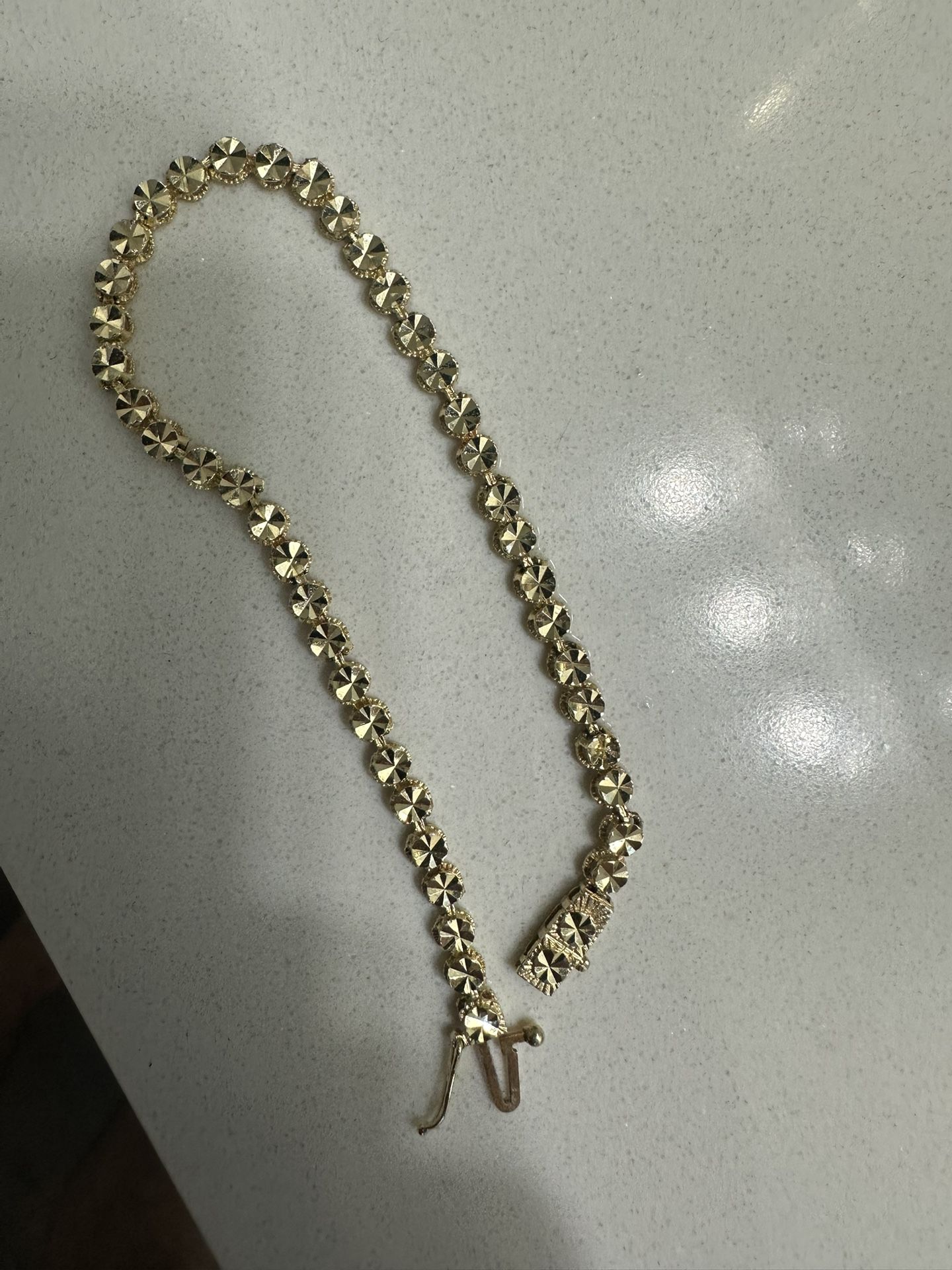 diamond-cut bead bracelet 14k