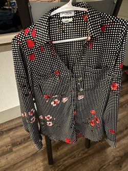 Express black-and-white checker button down