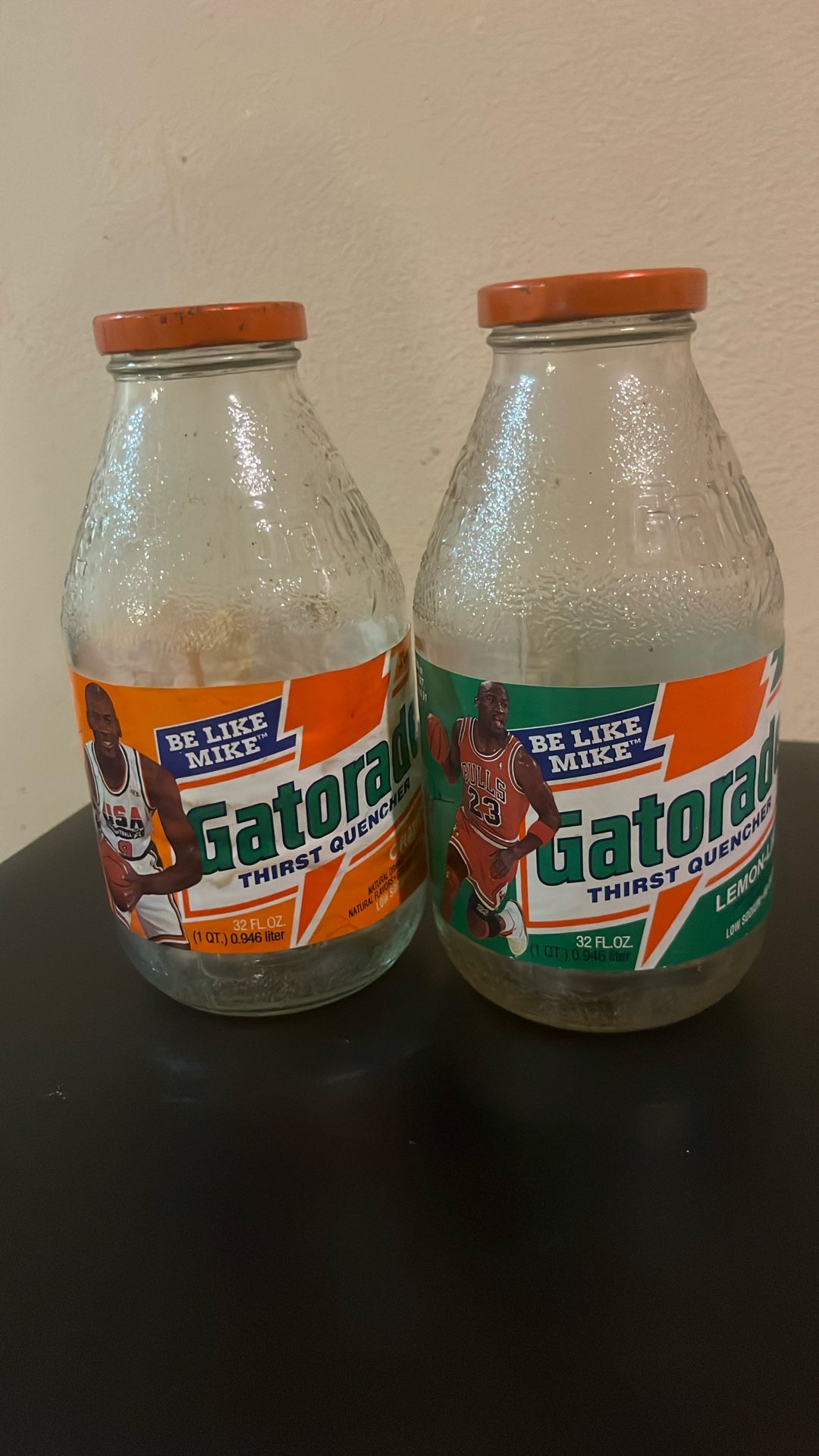 Vintage Gatorade Micheal Jordon Empty Glass Bottles