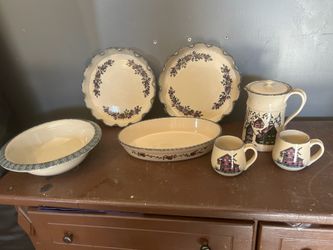 country-style stoneware serving set