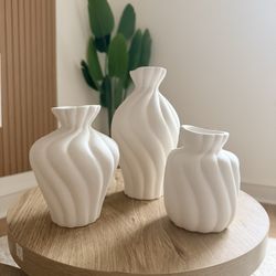 3pc Matte Ceramic Pumpkin Vase Set – Elegant Home Decor Table Centerpiece