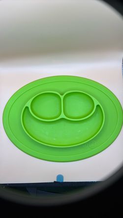 EZPZ Silicone Plates, bowl, snack happy face, and tiny cup