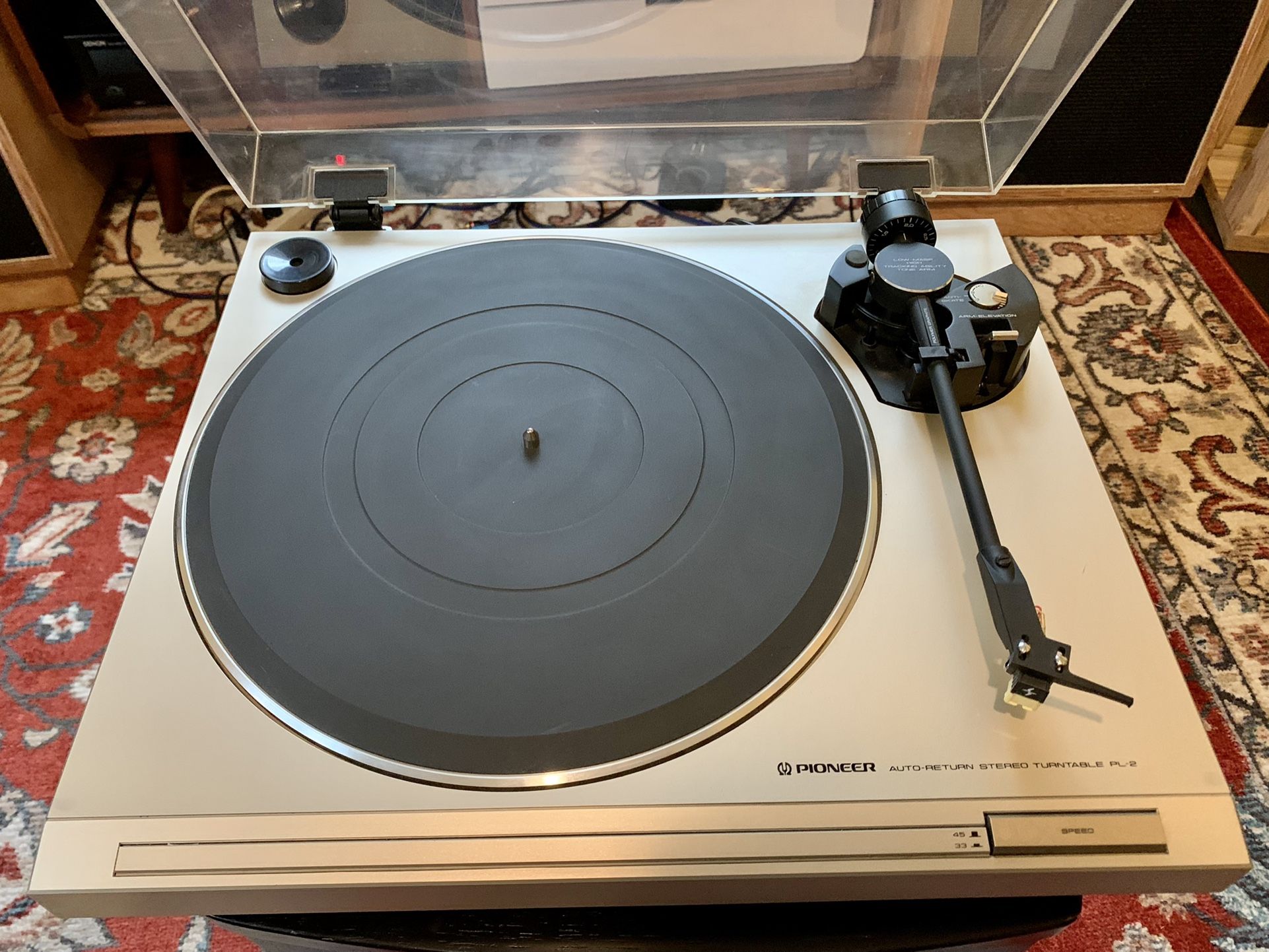Vintage Pioneer PL-2 Belt Drive Turntable Record Player Shure Cartridge