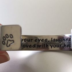 Silver color engraved bracelet dog cat owner