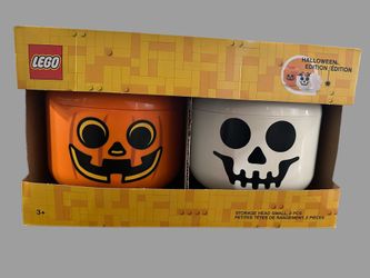 Lego Halloween Edition Small Storage Head 2-Piece Set Pumpkin & Skeleton Skull