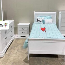 NEW TWIN SIZE BEDROOM SET WITHOUT MATTRESS AND FREE DELIVERY 