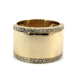 Woman’s Ladies 14k Yellow Gold 14.8mm Wide Diamond Band Ring Size 9 GP3121888