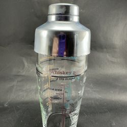 Vintage Arcoroc France Cocktail Shaker w/ Drink Recipes 