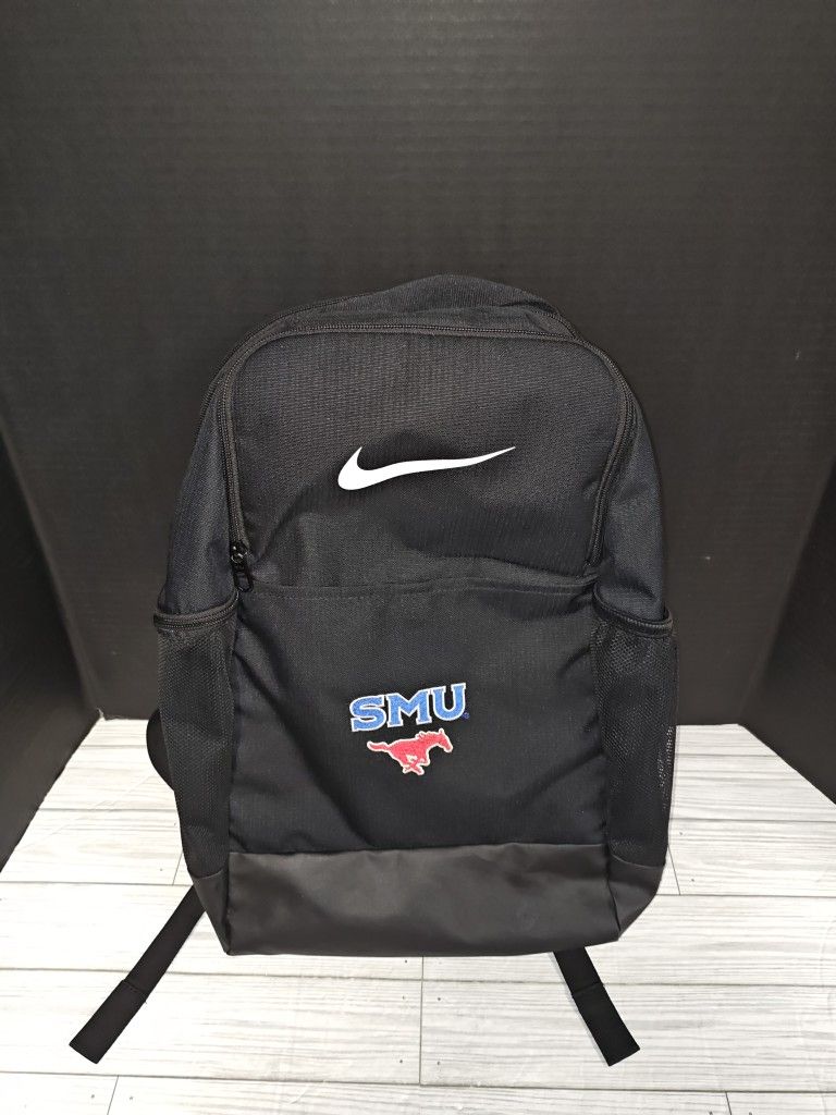 Nike SMU College School Pride Travel Black Backpack Red Mustang Embroidery Rare