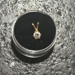 *PENDANT ONLY* 14Kt  Solitaire Set .40 Natural Diamond (E Color VVS2 Clarity) Pendant