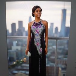 Plum Velvet Evening Gown: Hand - Beaded Sequin Formal Dress