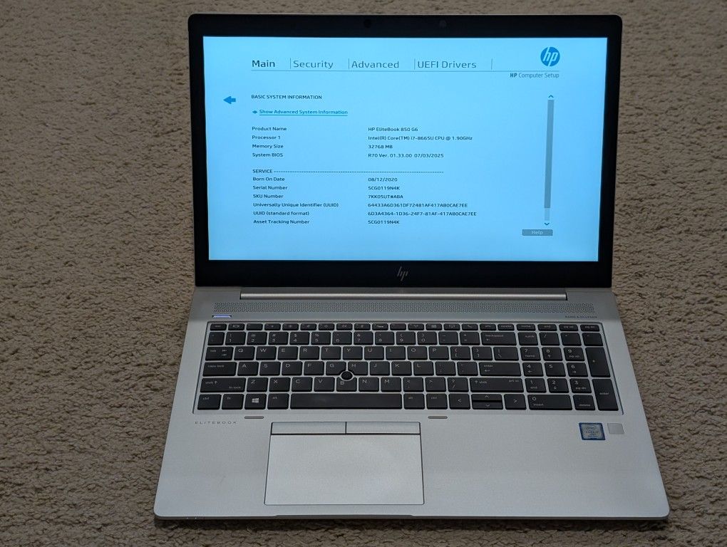 HP EliteBook 850 G6 i7-8665U 32GB RAM 512GB NVMe Windows 11 Pro