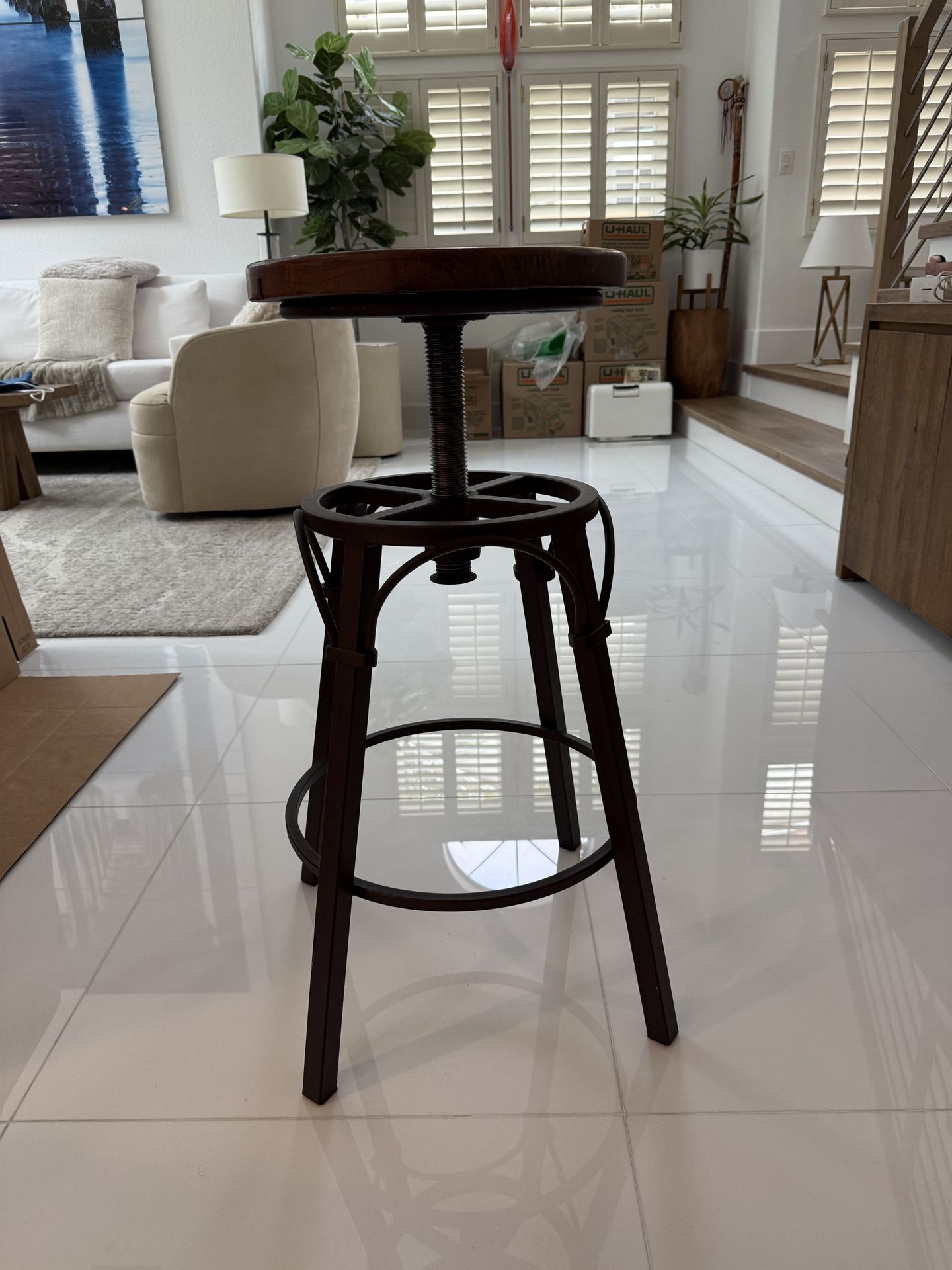 LIKE NEW Metal And Wood Variable Height Stool