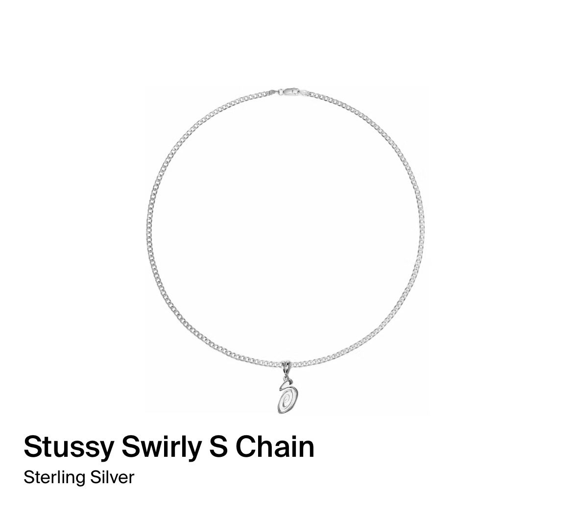 Stussy Swirly S Chain Silver New