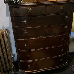 Vintage All Wood Dresser, Chest And Side Table
