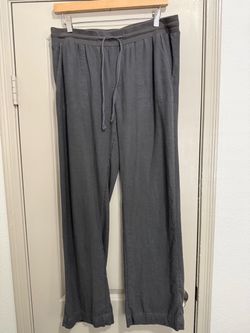 Caslon Women's Grey Wide Leg Linen Blend Lounge Pants Drawstring Pockets