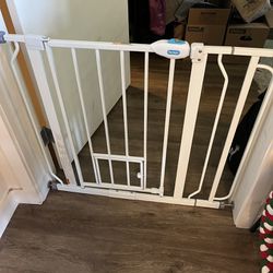 Extra Wide Walk-Thru Dog Gate with Pet Door