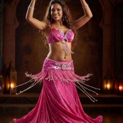 Pink Belly Dance Costume - Bra + Belt Only