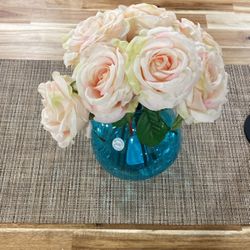 glass vintage vase with flowers