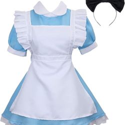 Colorful House Women's Anime Blue Maid Apron w/Headband, Small *BRAND NEW*