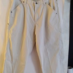 Men's LEE Workwear Beige Ivory Carpenter Pants Jeans Size 38 x 32 